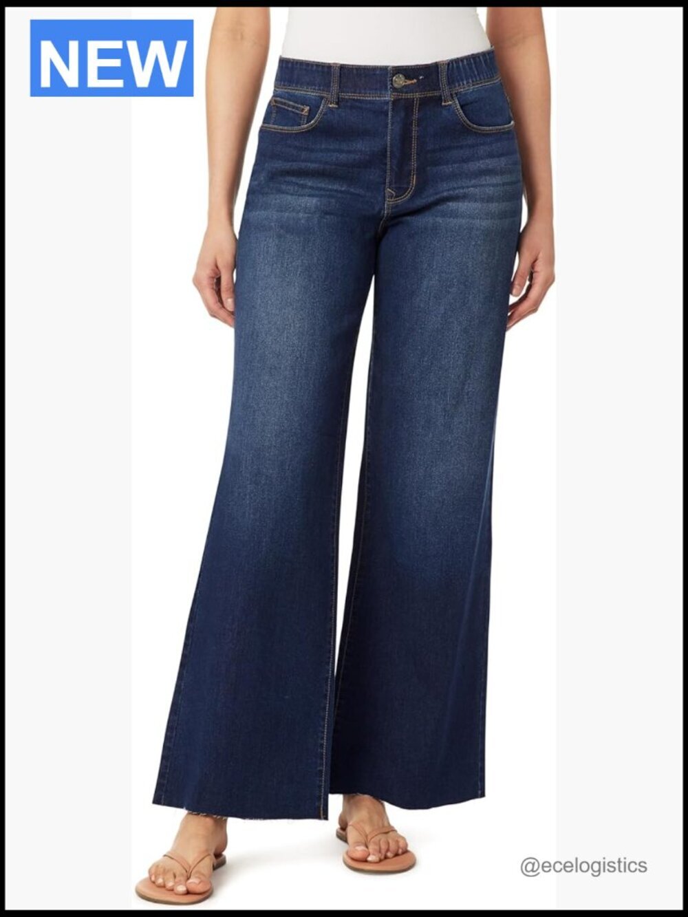 Mid-Rise Wide Leg Sculpting Jeans with 5 Pockets